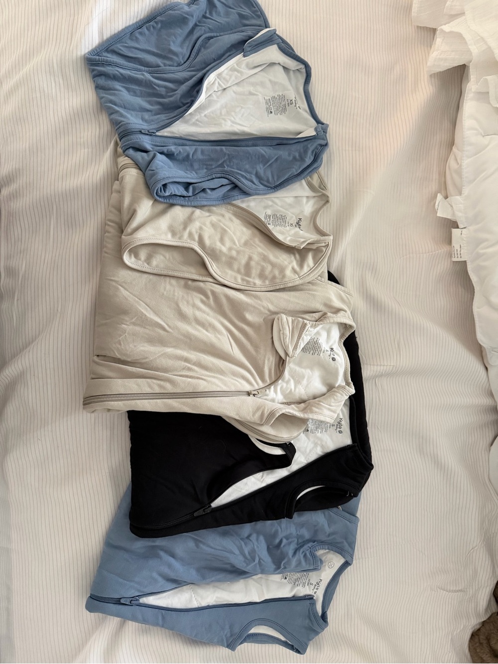 Kyte BABY Sleep Sacks in Blue, Cream, and Black - Soft Bamboo Sleepers